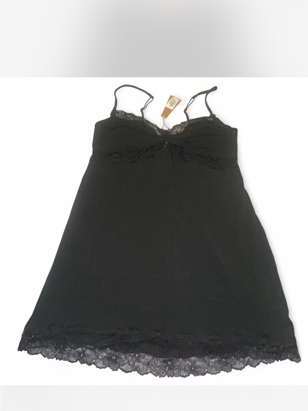 SKIMS Black Lace-Trim Slip Chemise